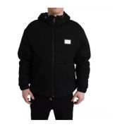 Logo Hooded Bomber Jacket Cotton Nylon