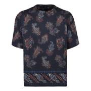 Bomuld Crew-Neck T-Shirt med Paisley Motif