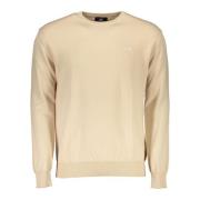 Beige Broderet Sweater Rund Hals