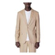 Beige Blazer med Reverskrave