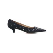 Suede Strass Pointed-Toe Decollete