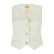 Ivory Bomuld Blend Vest