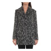 Animalier Print Frakke med 3 Knapper