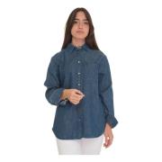 Denim Bluse med Brystlomme