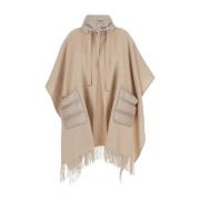 Beige Nylon Poncho Jakker