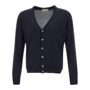 Merino Uld Cardigan Navy Blå V-Hals