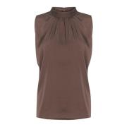 Elegant Draperet Top i Chokoladebrun