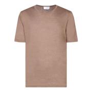 Beige Linned T-Shirt Casual Stil