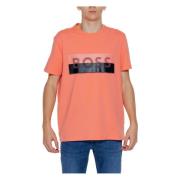 Orange Print Rund Hals T-Shirt