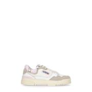 Ivory Læder Sneakers med Pink Detaljer