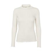 High Neck LS Bluse - Birch