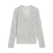 Blød Mohair Sweater med V-Hals