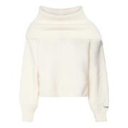 Hvid Oversized Ribstrikket Sweater