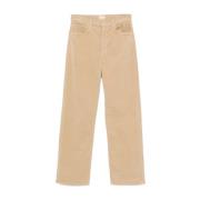 Beige Corduroy Straight Leg Jeans