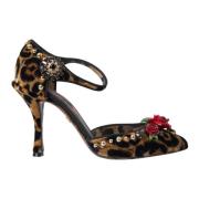 Leopard Floral Mary Janes Pumps Sko