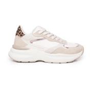 Sneakers med dyreprint i hvid/beige