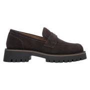 Kvinders Mørkebrune Chunky Platform Loafers lavet af Italiensk Ægte Ve...