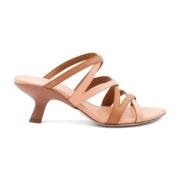 Læder Cross-Slip Sandaler i Beige/Rosa