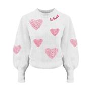 Hjerteprint rund hals sweater