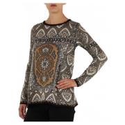 Trykt Bomuld Rund Hals Sweater