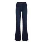 Blå High-Rise Flare Jeans