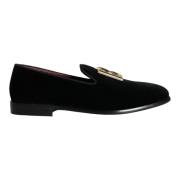 Sort Velvet Bomuld Logo Loafers Kjolesko