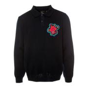 Blomstret langærmet poloshirt