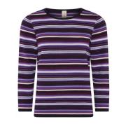 Stribet 3/4 Ærme Pullover Bluse