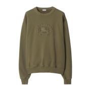 Militærgrøn Broderet Hestelogo Sweatshirt