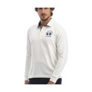 Hvid Langærmet Polo Shirt med Logo