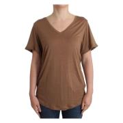 Brun Rayon Elegant Kortærmet Top