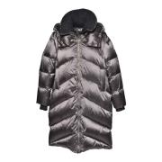 Long down jacket in anthracite nylon