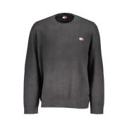 Sort Bomulds Sweatshirt med Broderi