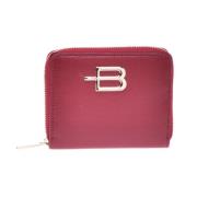 Wallet in red saffiano with zip