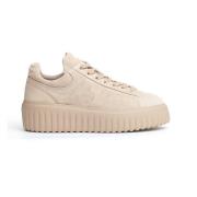 Beige Sneakers med H Striber