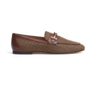 Beige Houndstooth Loafer Sko