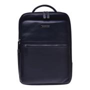 Backpack in blue leather and nylon