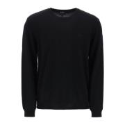 Uld Crewneck Pullover med Broderet Logo