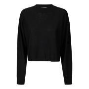 Silke og uld crew-neck sweater