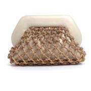 Beige Strass Clutch Taske