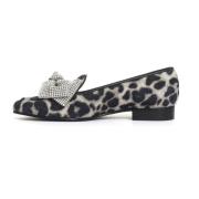 Mocassin med leopardprint, sort