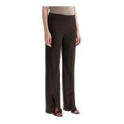 Twisted Seam Wool Trousers with Slits