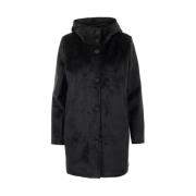 Sort Velvet Neo Parka Jakke