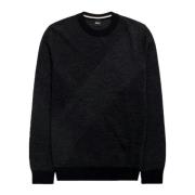 To-farvet Jacquard Sweater Regular Fit Sort