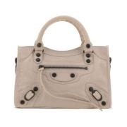 Stud Embellished Beige Håndtaske