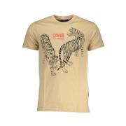 Beige Bomuld Logo Print T-Shirt