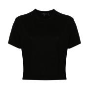 Sort Merino Uld T-shirt Rund Hals