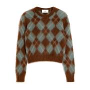 Argyle Check Crew Neck Sweaters