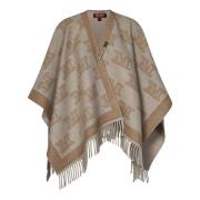 Beige Jacquard Poncho Outerwear AW24