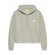 Grå Bomuld Half Zip Hoodie